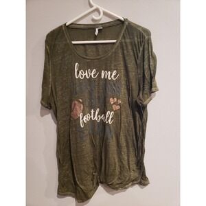 Est. 1946 Green short sleeve football graphic top: hem knot Women's plus 22/24